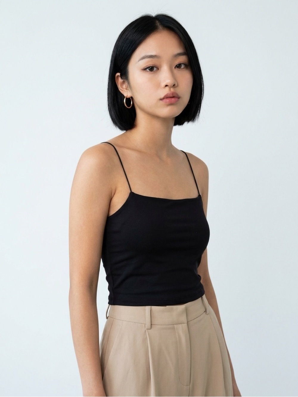 Forever 21 Black Cropped Spaghetti Strap Tank